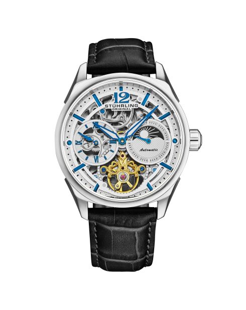 Orologio da uomo automatico in pelle nera Vanguard 1019