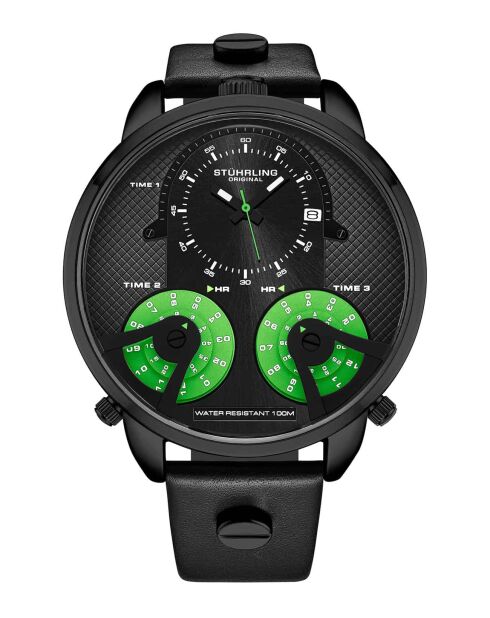 Montre Homme en Cuir TerraTime Quartz noire