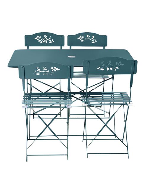 Ensemble de repas Verone Table + 4 Chaises bleu canard