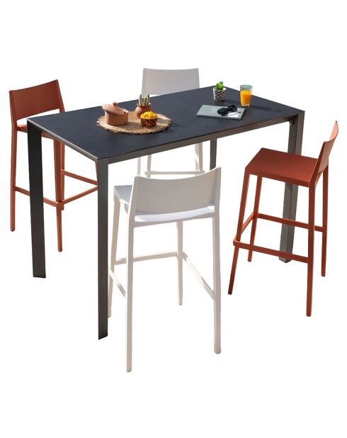 Ensemble de bar Alma Table + 4 tabourets de bar blanc/terracotta