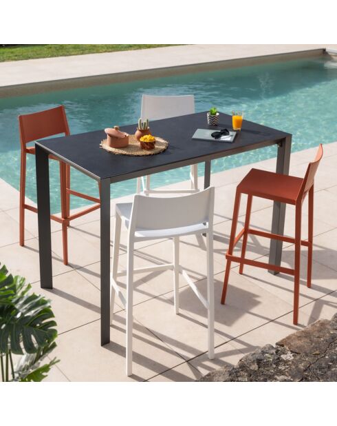 Ensemble de bar Alma Table + 4 tabourets de bar blanc/terracotta