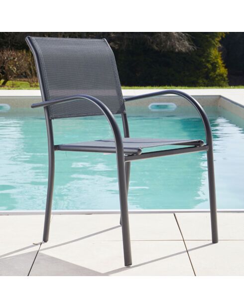 Ensemble de repas Honfleur Table + 6 fauteuils gris/lin