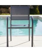 Ensemble de repas Honfleur Table + 6 fauteuils gris/vert sauge