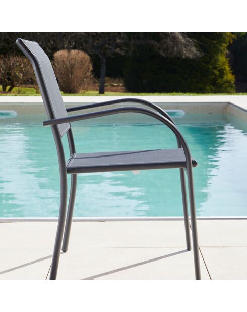 Ensemble de repas Honfleur Table + 6 fauteuils gris/vert sauge