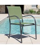 Ensemble de repas Honfleur Table + 6 fauteuils gris/vert sauge
