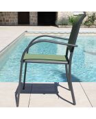 Ensemble de repas Honfleur Table + 6 fauteuils gris/vert sauge