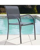 Ensemble de repas Honfleur Table + 6 fauteuils gris/vert sauge