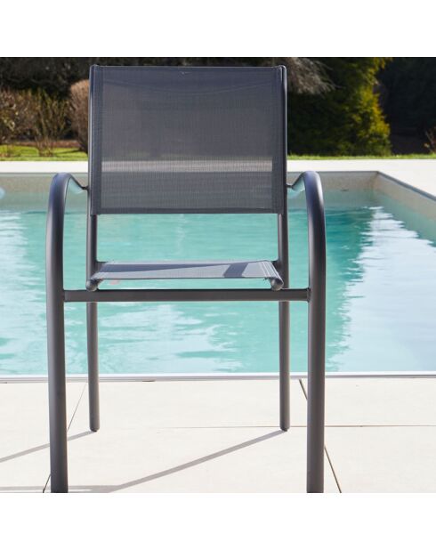 Ensemble de repas Honfleur Table + 6 fauteuils anthracite