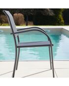 Ensemble de repas Honfleur Table + 6 fauteuils anthracite