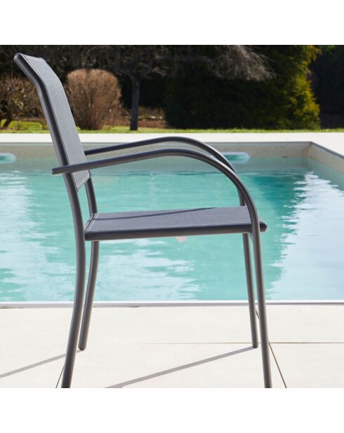 Ensemble de repas Honfleur Table + 6 fauteuils anthracite