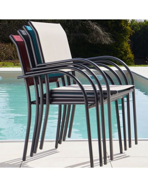 Ensemble de repas Honfleur Table + 6 fauteuils anthracite