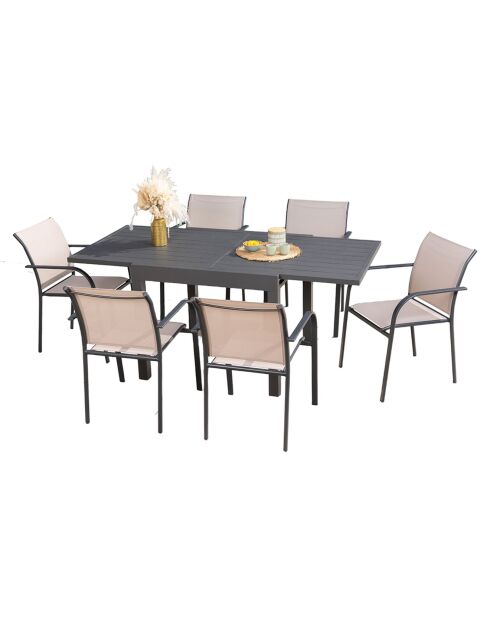 Ensemble de repas Honfleur Table + 6 fauteuils lin