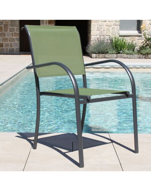 Ensemble de repas Honfleur Table + 6 fauteuils vert sauge