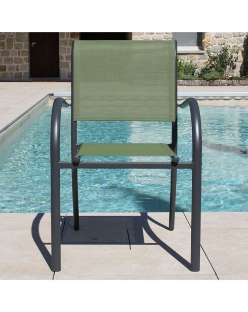Ensemble de repas Honfleur Table + 6 fauteuils vert sauge