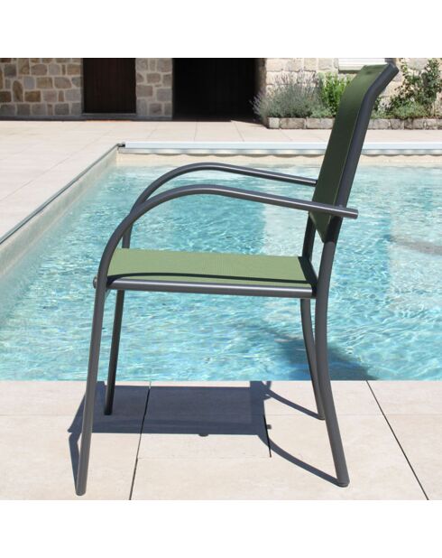 Ensemble de repas Honfleur Table + 6 fauteuils vert sauge