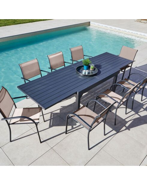 Ensemble de repas Honfleur XL Table + 8 fauteuils lin