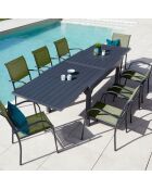 Ensemble de repas Honfleur XL Table + 8 fauteuils vert sauge