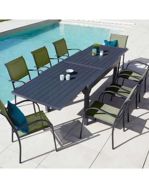 Ensemble de repas Honfleur XL Table + 8 fauteuils vert sauge