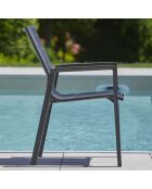 Ensemble rond Carmel Table + 6 fauteuils anthracite