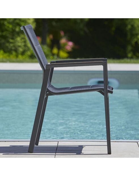 Ensemble rond Carmel Table + 6 fauteuils anthracite
