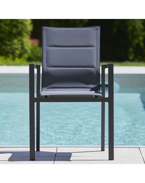 Ensemble rond Carmel Table + 6 fauteuils anthracite