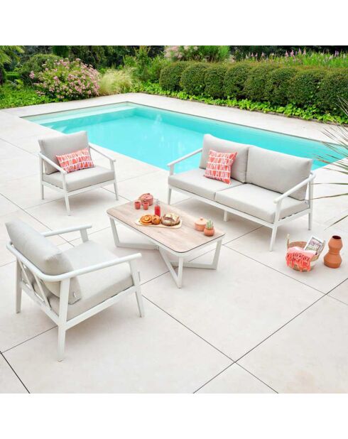 Muebles de jardín blancos Fontana de 4 plazas