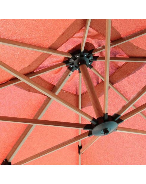 Parasol déporté effet bois Topaze  terracotta - 4x3m