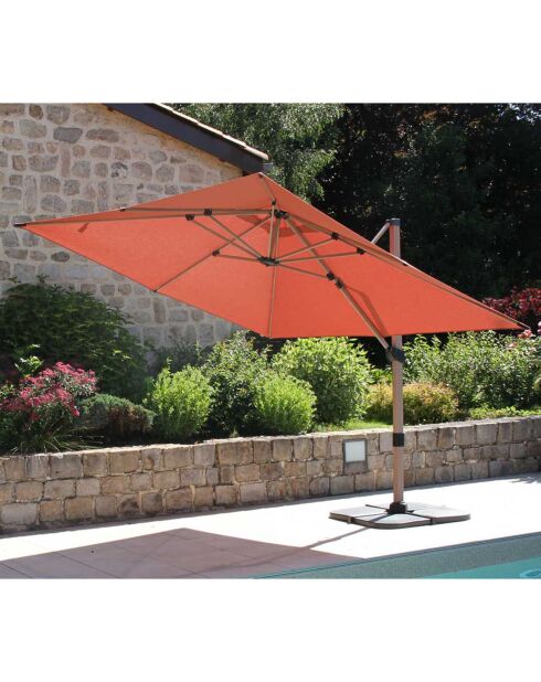 Parasol déporté effet bois Topaze  terracotta - 4x3m