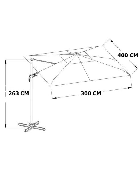 Parasol déporté effet bois Topaze  terracotta - 4x3m