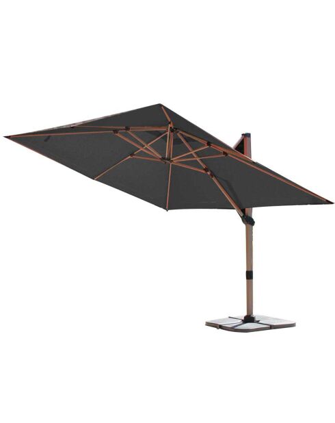 Parasol déporté effet bois Topaze  anthracite - 4x3m