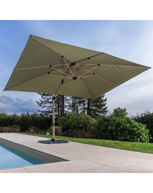 Parasol déporté effet bois Topaze  vert mélèze - 4x3m