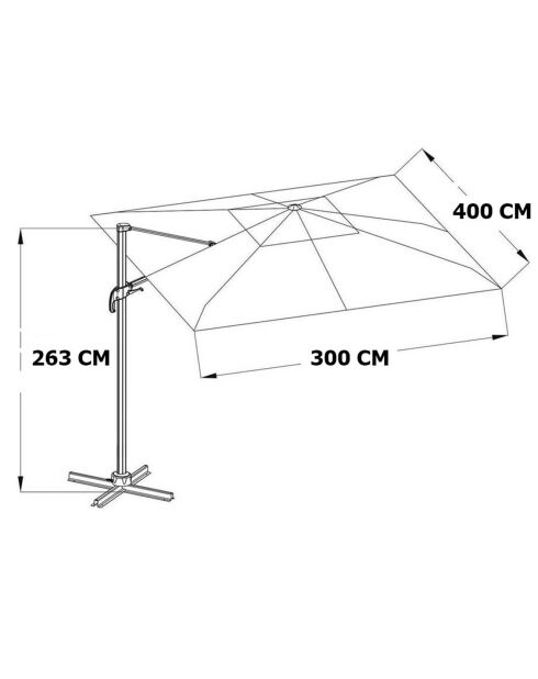 Saphir lariksgroene parasol met offset - 4x3m