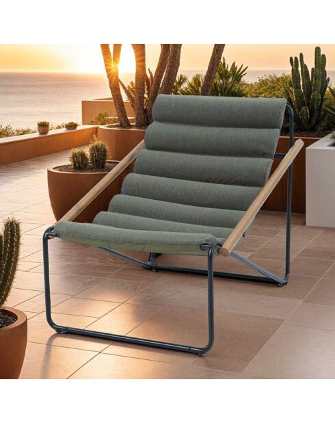 Fauteuil de détente Savanne bois/vert - 74x101.5x85 cm