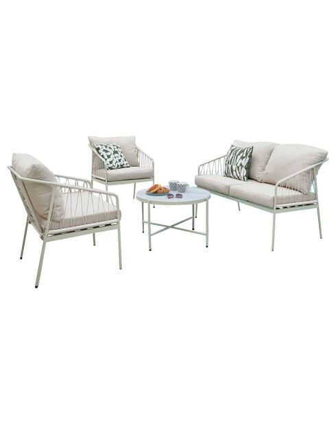Muebles de jardín blancos de 4 plazas Antibes