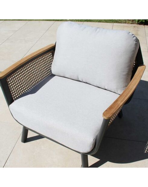 Salon de jardin 5 places Cassis gris/rotin