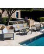 Salon de jardin 5 places Cassis gris/rotin