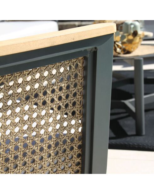 Salon de jardin 5 places Cassis gris/rotin