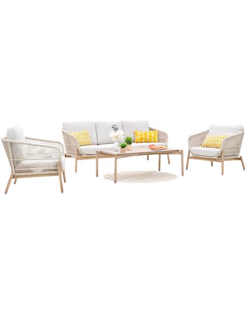 Salon de jardin Palawan 5 places beige/bois