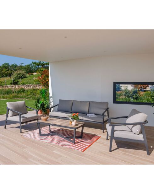 Mueble de jardín gris de 5 plazas Fontana