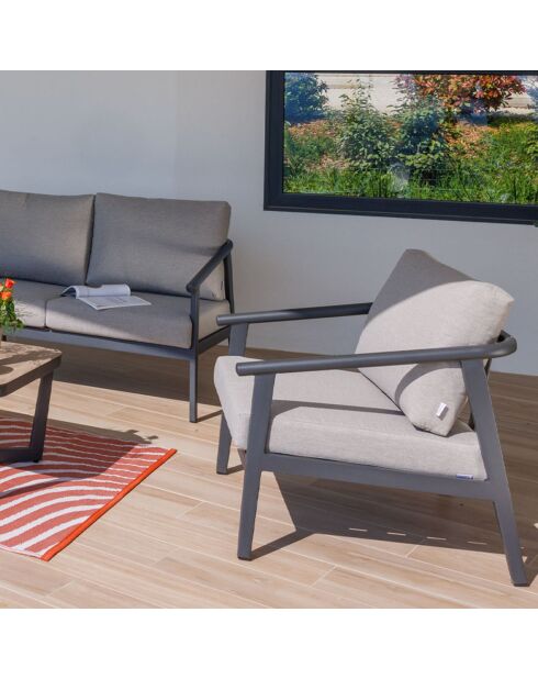 Mueble de jardín gris de 5 plazas Fontana