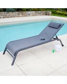 Transat de jardin Gozo anthracite - 197.5x69x35 cm