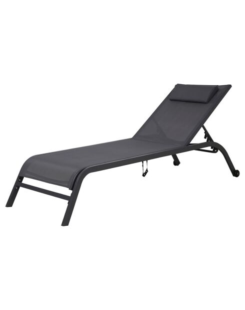 Transat de jardin Gozo anthracite - 197.5x69x35 cm