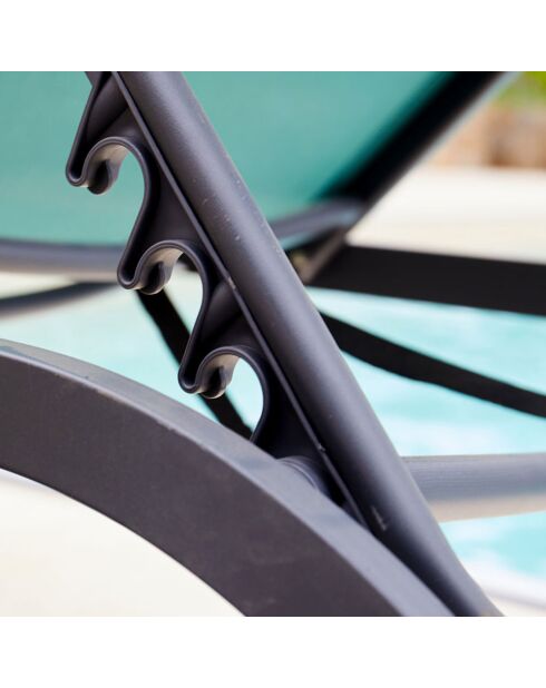 Transat de jardin Gozo anthracite - 197.5x69x35 cm