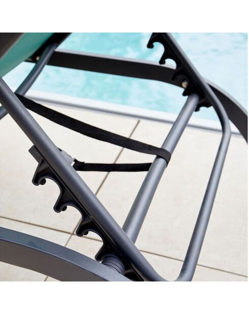 Transat de jardin Gozo anthracite - 197.5x69x35 cm