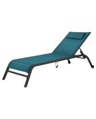 Transat de jardin Gozo bleu canard - 197.5x69x35 cm