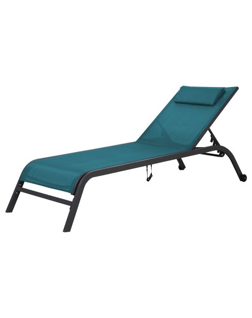Transat de jardin Gozo bleu canard - 197.5x69x35 cm