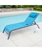 Transat de jardin Gozo bleu canard - 197.5x69x35 cm