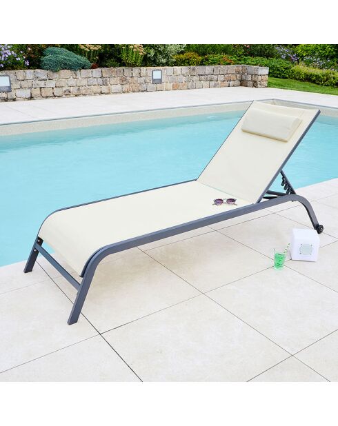 Transat de jardin Gozo lin - 197.5x69x35 cm