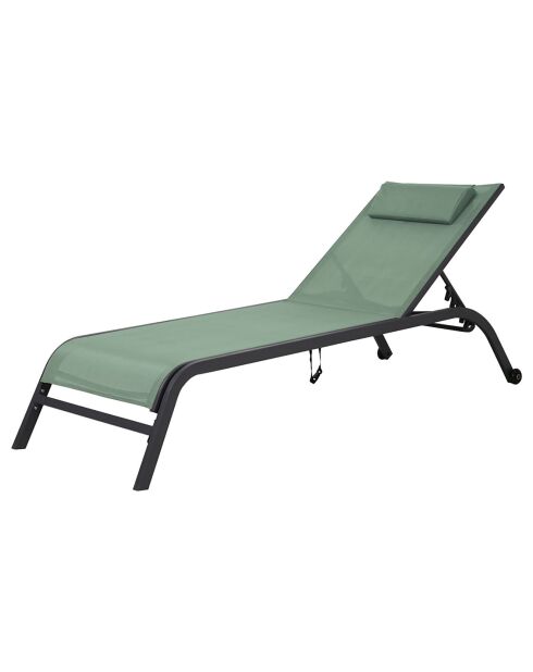 Transat de jardin Gozo vert amande - 197.5x69x35 cm