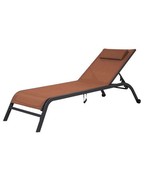 Transat de jardin Gozo terracotta - 197.5x69x35 cm